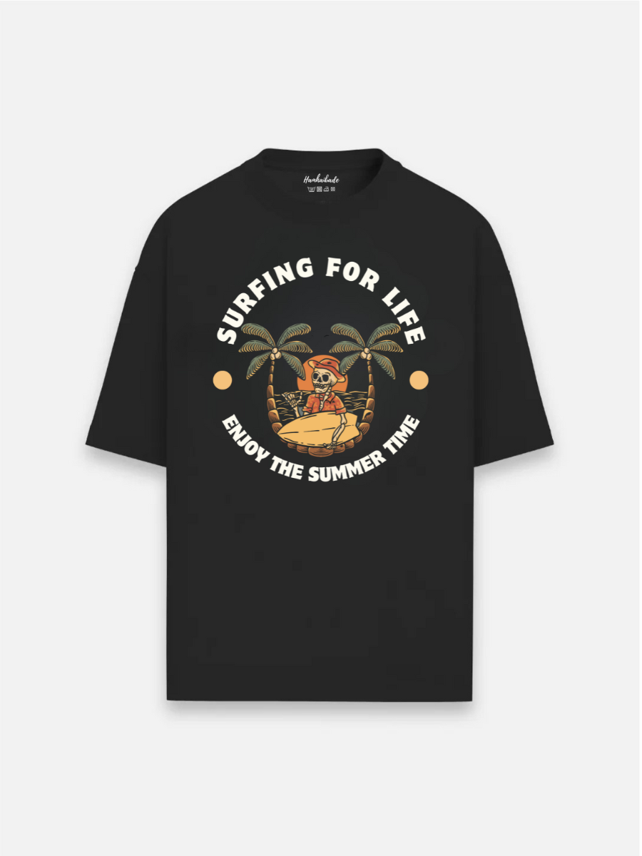 Surfing For Life Oversized Graphic t shirt