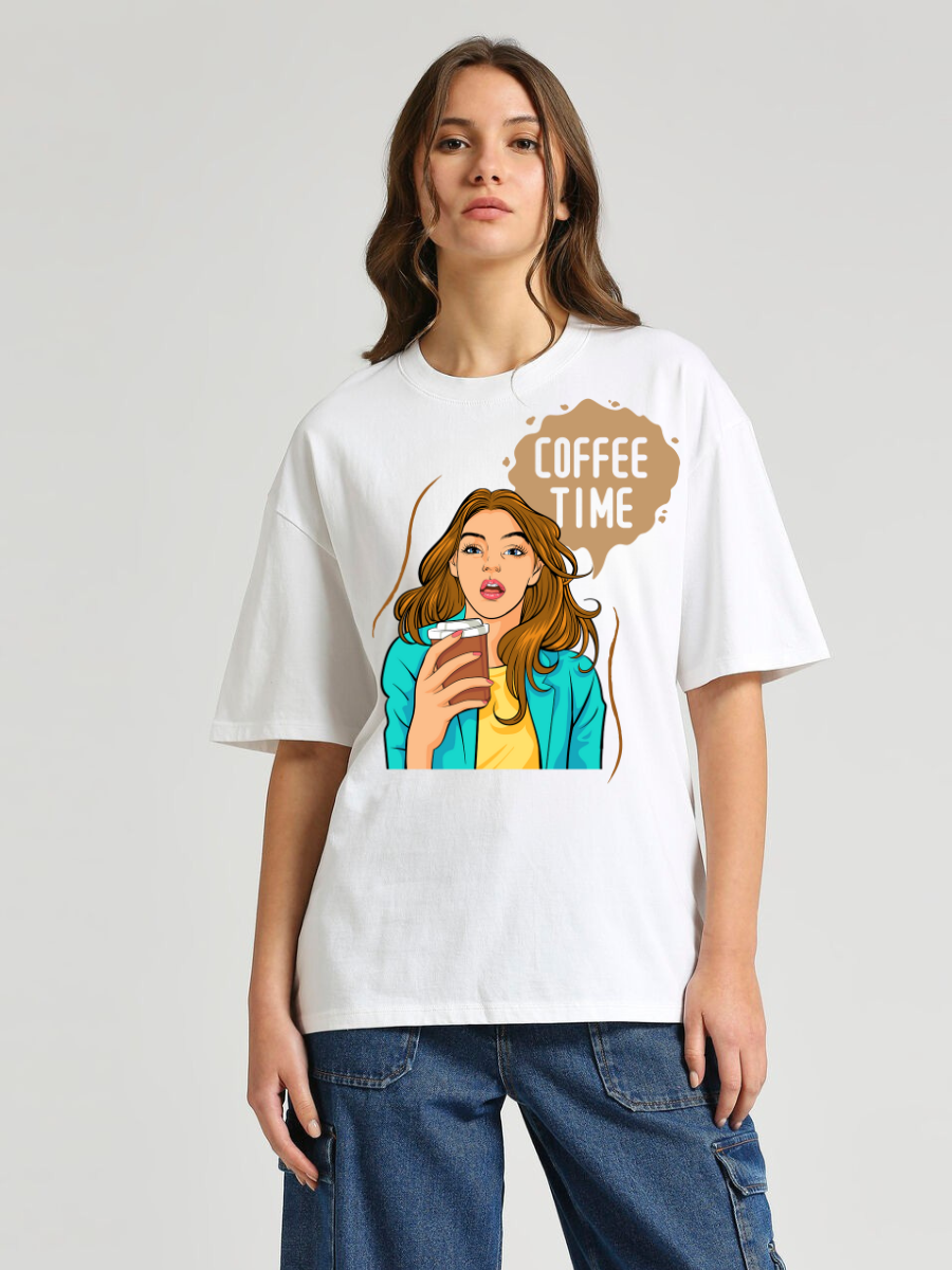 Coffee Time Oversized Graphic t shirt