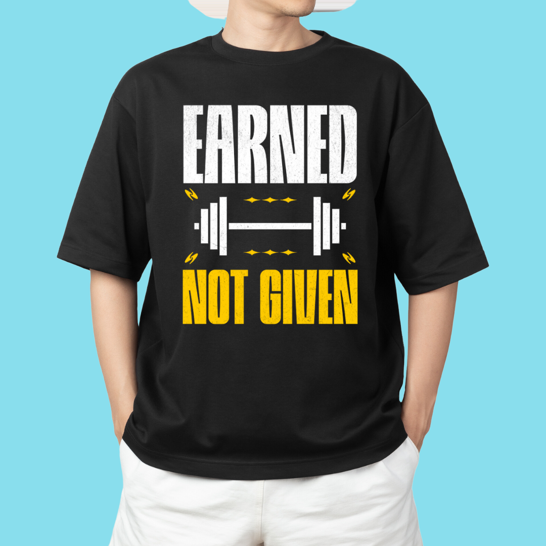 Earned Not Given Men's Graphic Printed Oversized T-shirt