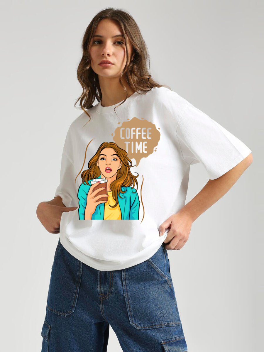 Coffee Time Oversized Graphic t shirt