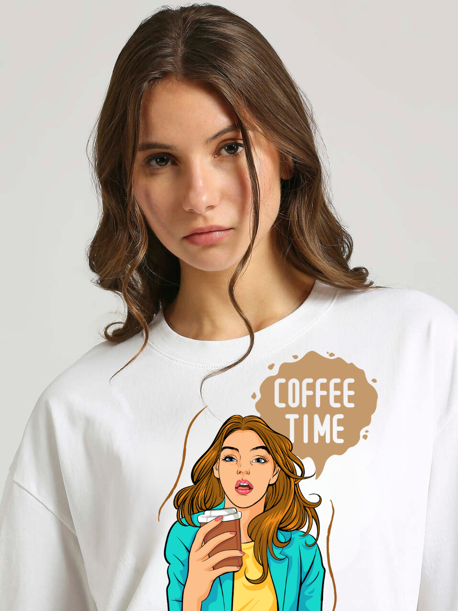 Coffee Time Oversized Graphic t shirt