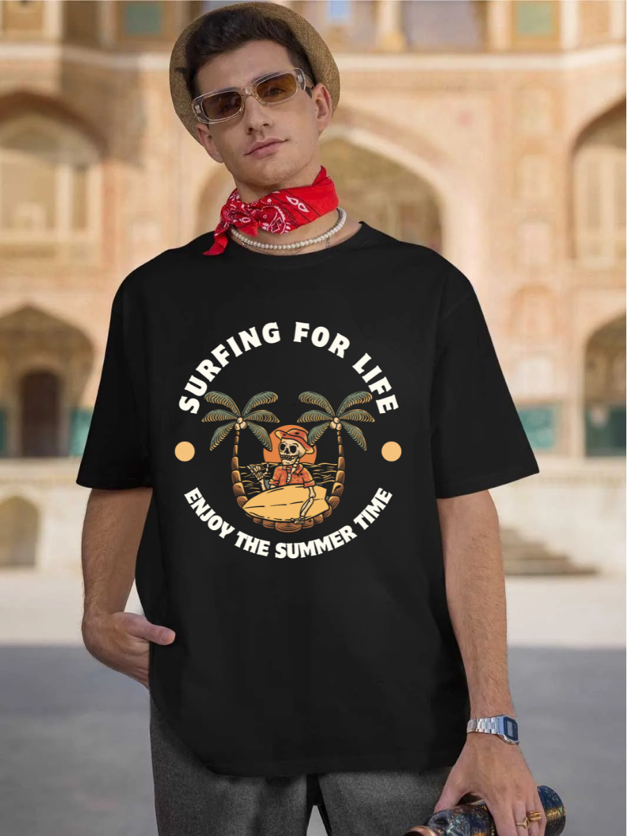 Surfing For Life Oversized Graphic t shirt