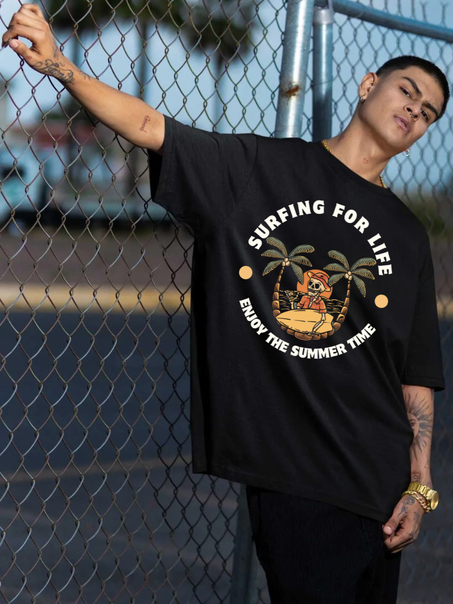 Surfing For Life Oversized Graphic t shirt