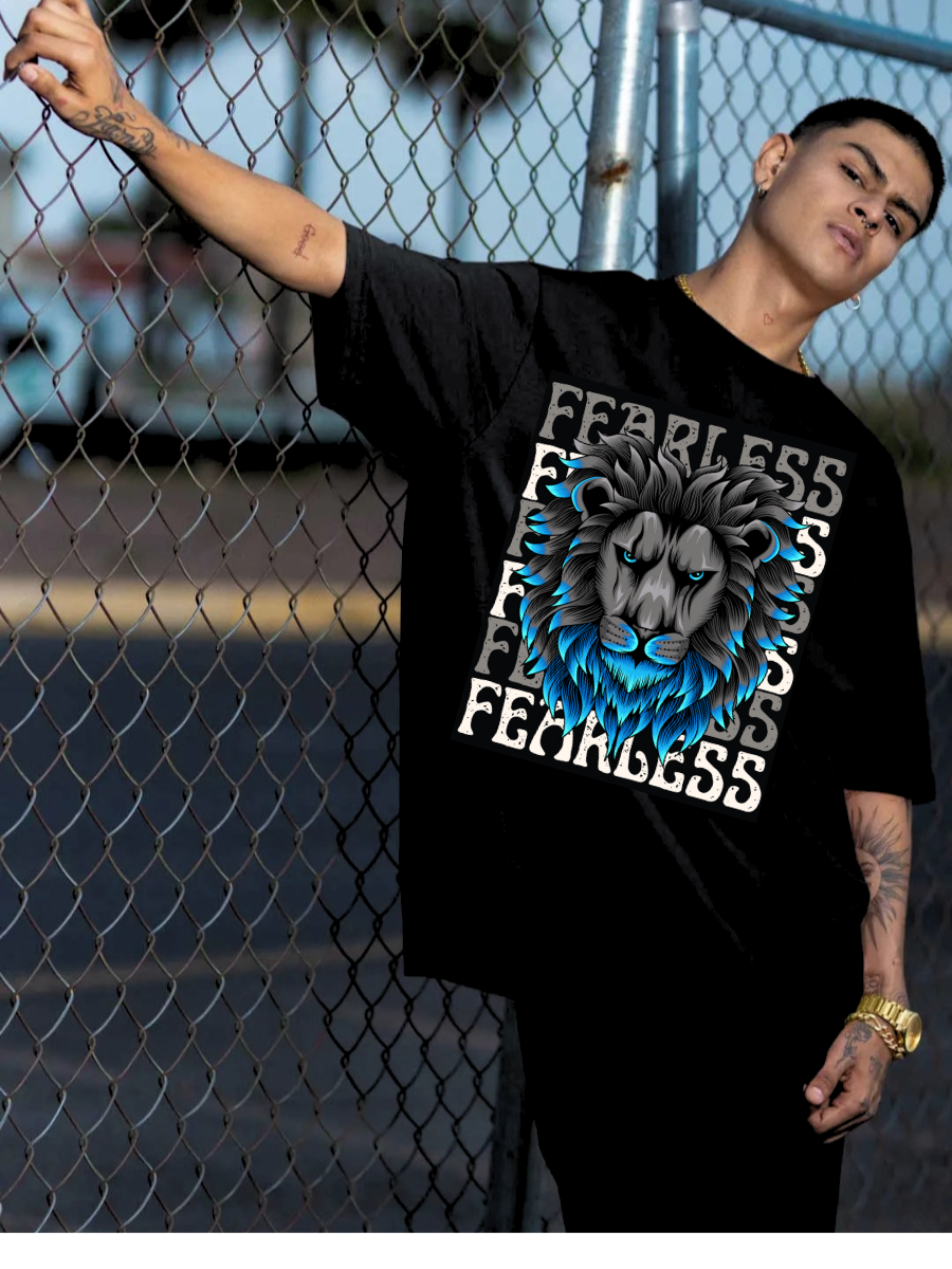 Fearless Loin Oversized Graphic t shirt
