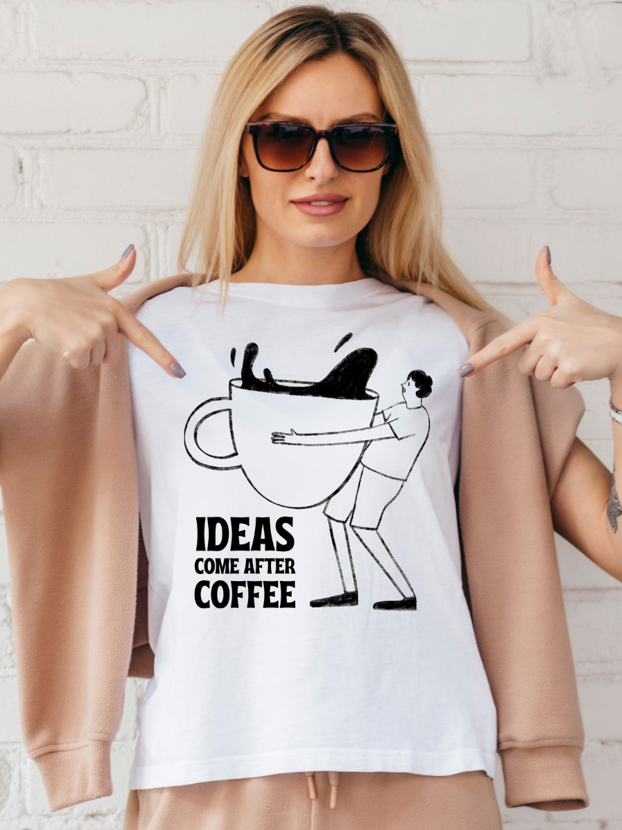 Ideas Come After Coffee Oversized Graphic t shirt