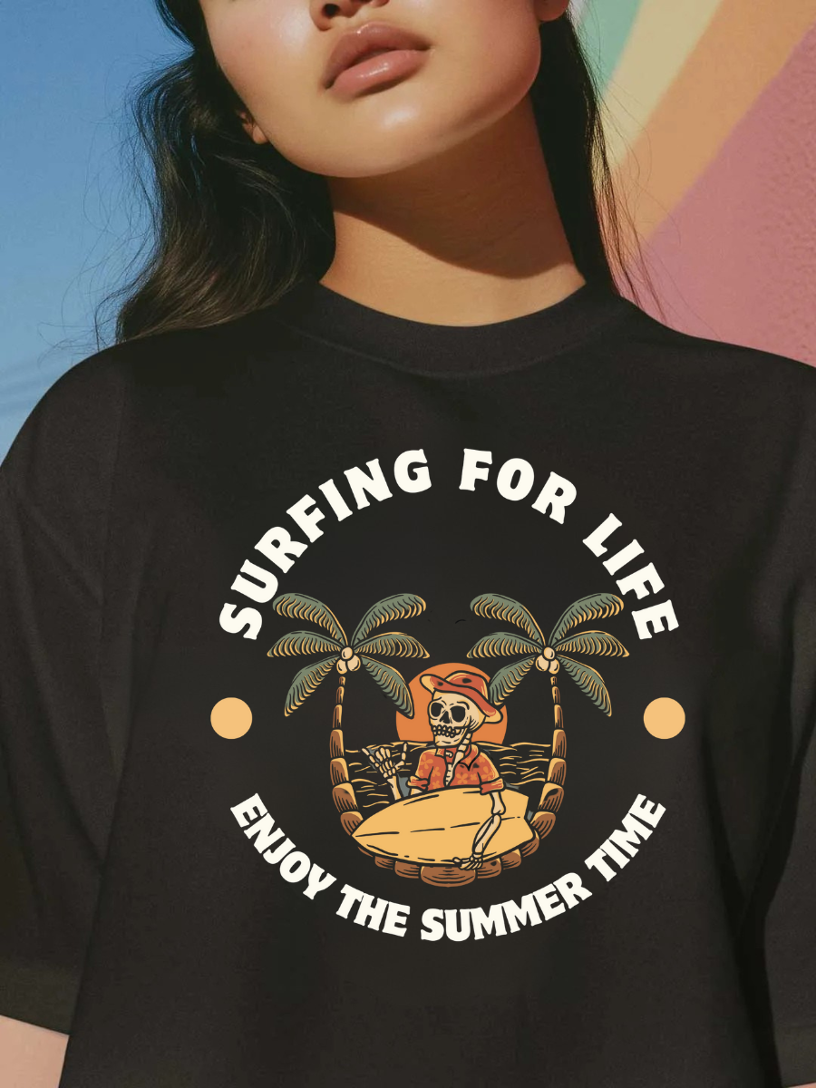 Surfing For Life Oversized Graphic t shirt