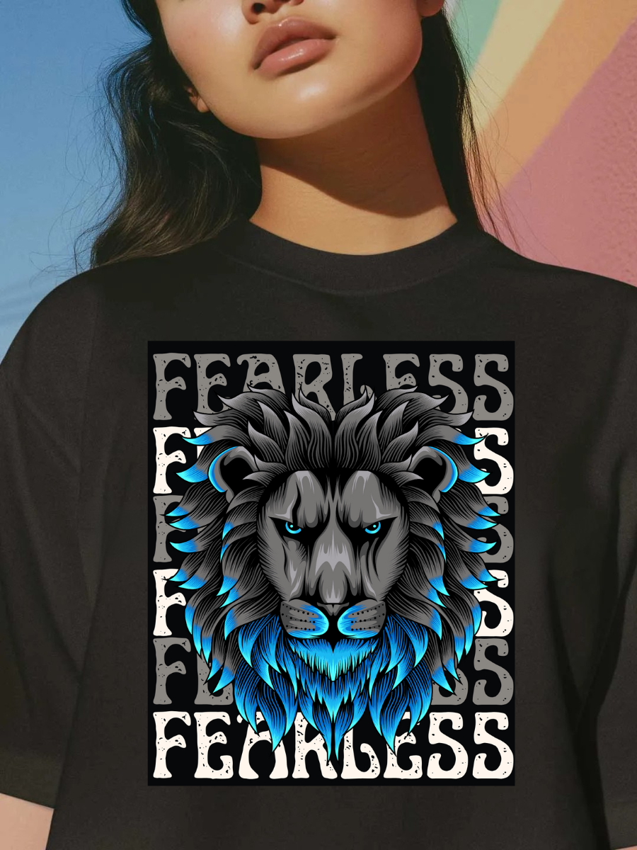 Fearless Loin Oversized Graphic t shirt