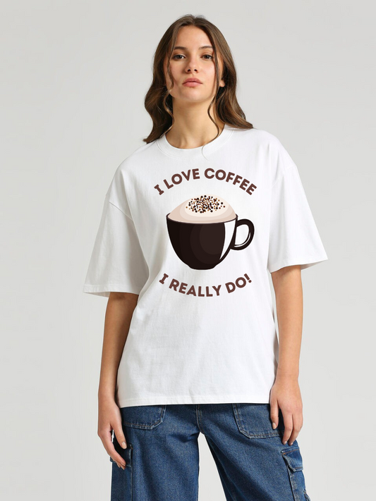I love coffee Oversized Graphic t shirt