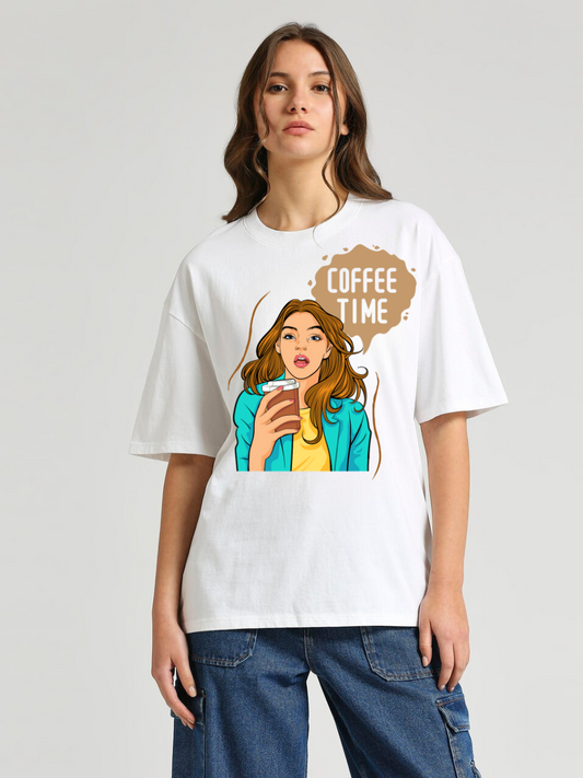 Coffee Time Oversized Graphic t shirt