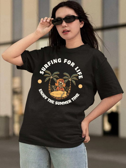 Surfing For Life Oversized Graphic t shirt