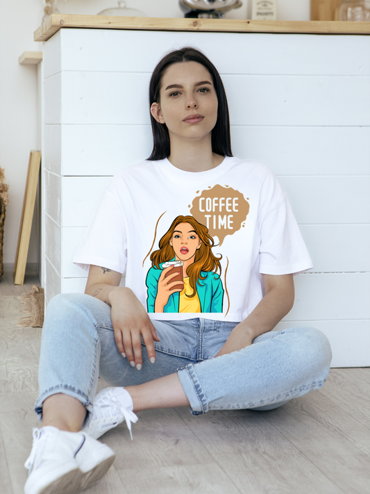 Coffee Time Oversized Graphic t shirt