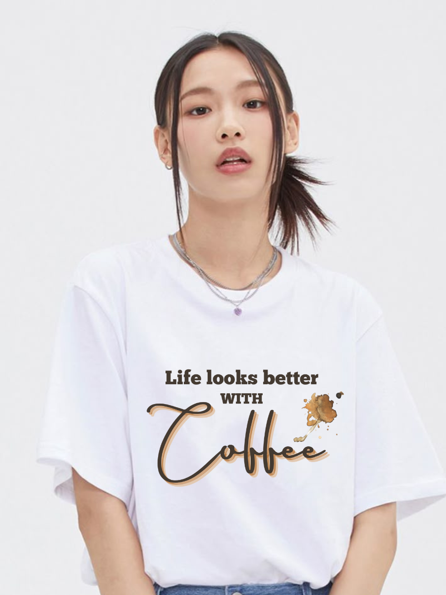 Life looks Better with coffee Oversized Graphic t shirt