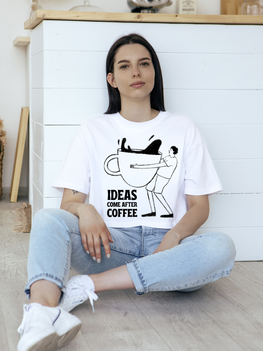 Ideas Come After Coffee Oversized Graphic t shirt